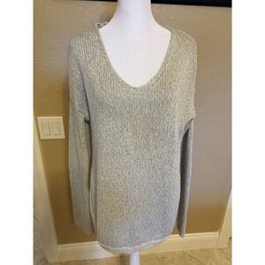 Harper Heritage Knit Tunic Sweater, Light Grey Large, Elbow Patches